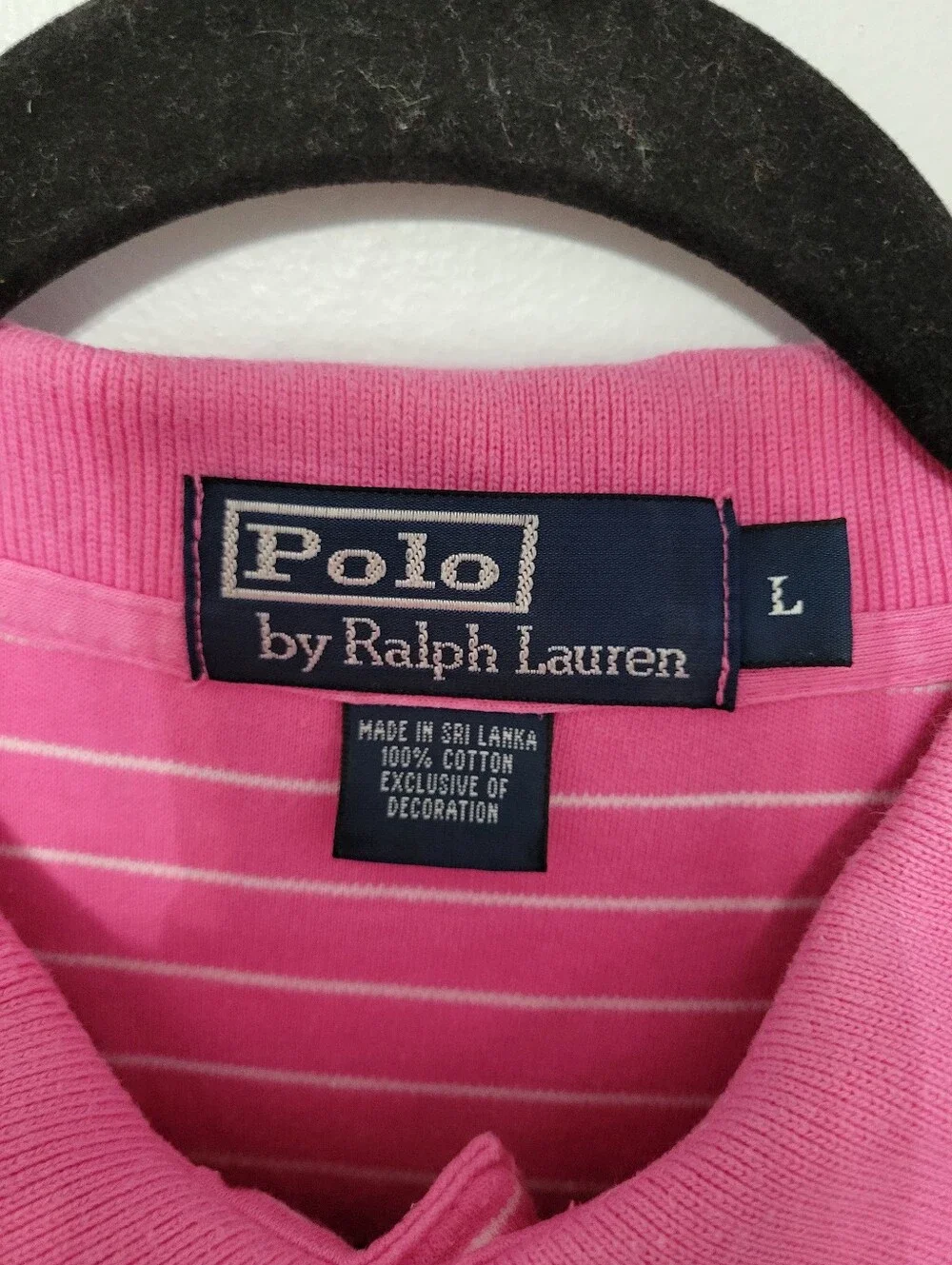 Lot of 3 Men's Polo Ralph Lauren Short Sleeve Shirts Polos Sz L Pink Blue Stripe